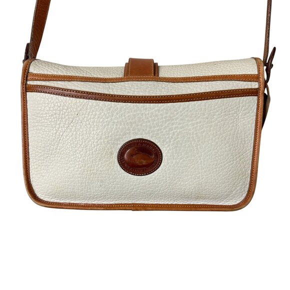 Dooney & Bourke Purse Bag Vintage Pebbled Leather Cream Brown Made in USA - Picture 4 of 13